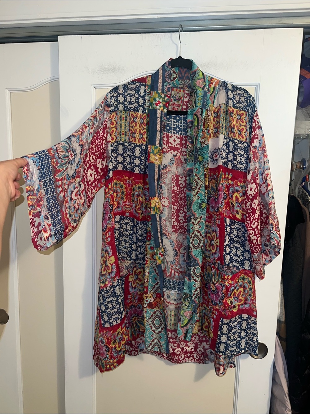 Johnny Was Multi-Color Boho Floral Patchwork Lightweight Kimono Jacket